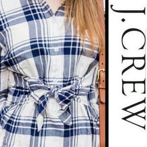 J.CREW TIE WAIST PLAID BUTTON UP TOP